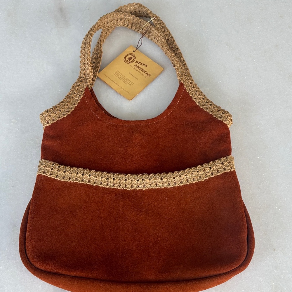 Vintage NWT Leather Rusty Suede Bag Braided details